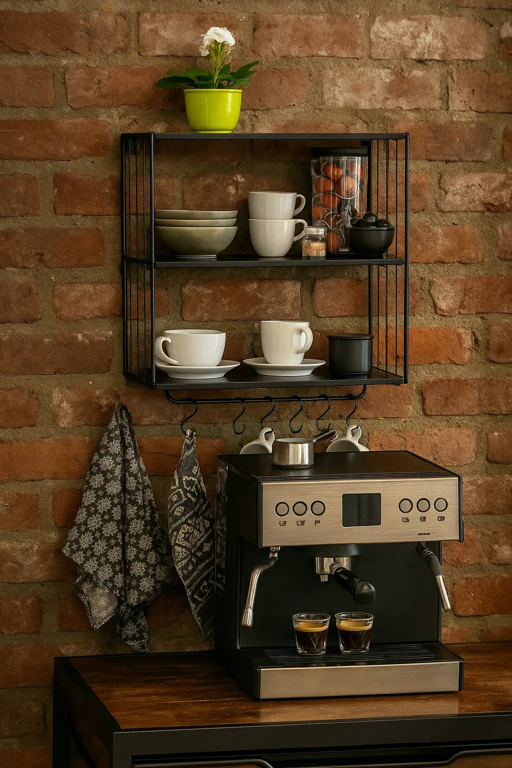 Modern Industrial Wall Shelf with Hooks By Wenko